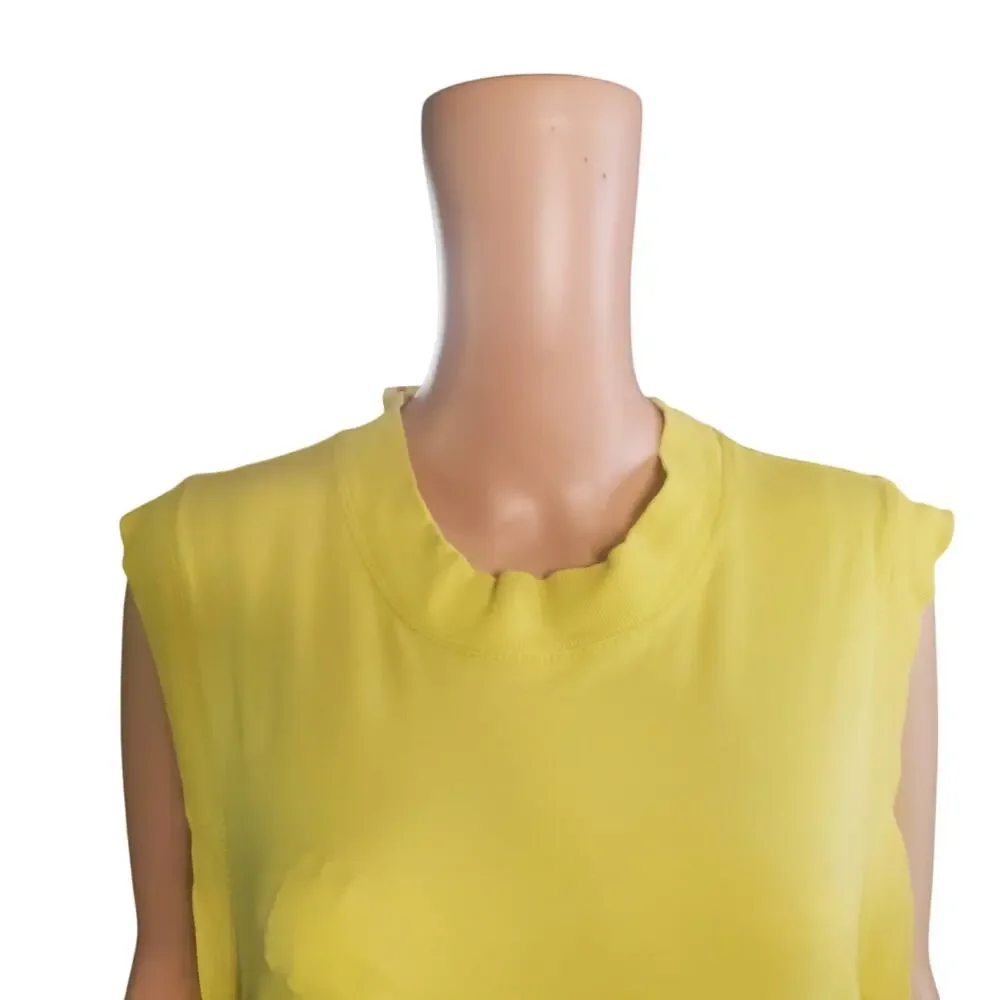 Daily Practice by Anthropologie Size L Ruched Mock-Neck Chartreuse Tank Stretch - Picture 4 of 9